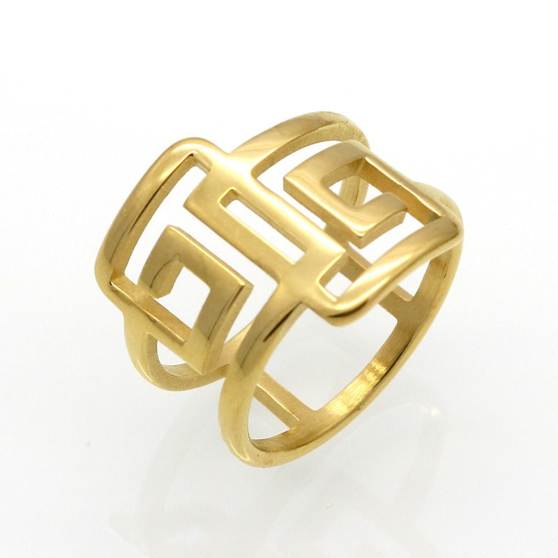 Pre Order:  Greek Key Titanium Steel Ring