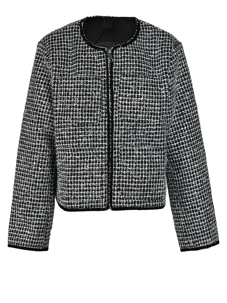 Tweed Round Neck Loose Jacket