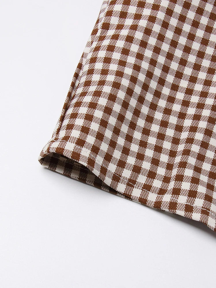 Pre Order:  Brown Plaid Checkered Loose Set