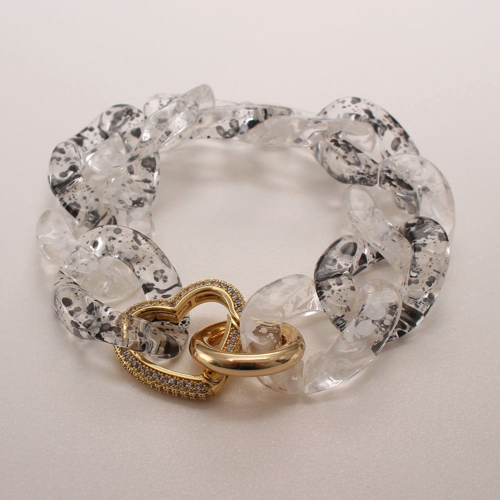 Pre Order:  Zircon Charm Link Resin Bracelet