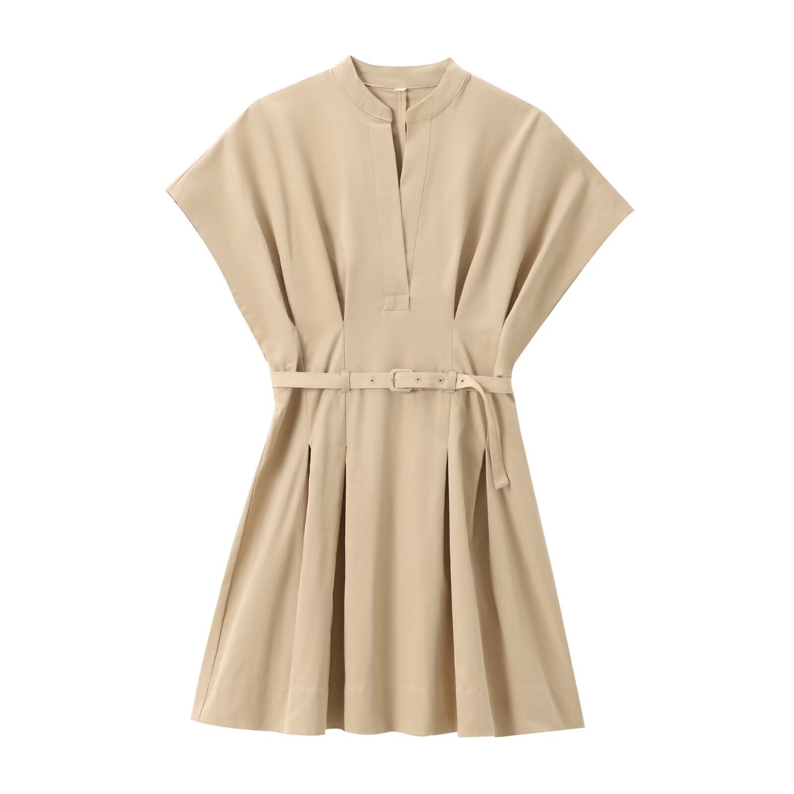 Solid Pleated Short Slim Dress