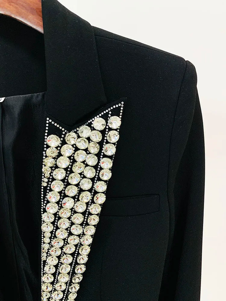 Bejeweled Peak Lapel Evening Blazer