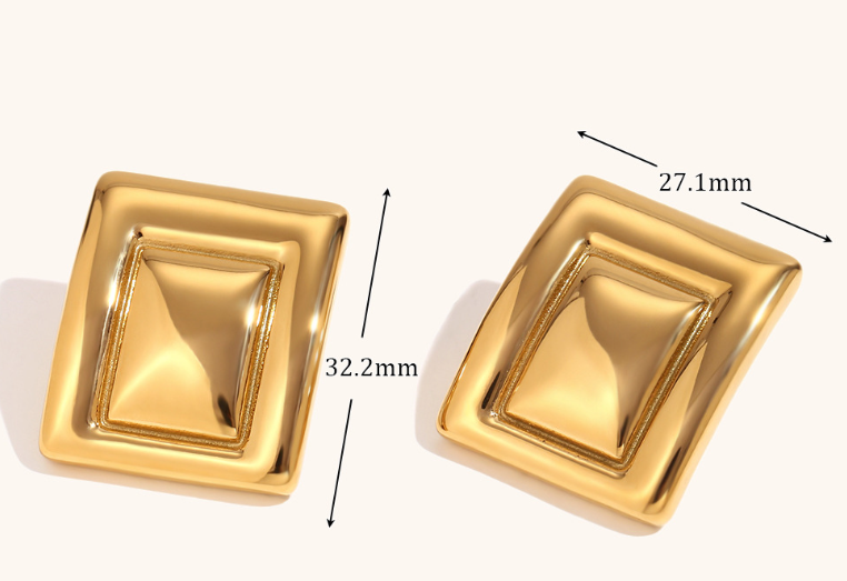 Pre Order:  Exaggerated Geometric Rectangular Block Earrings