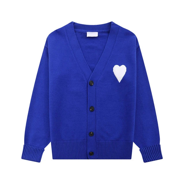 Heart Embroidery V-Neck Loose Knitted Cardigan