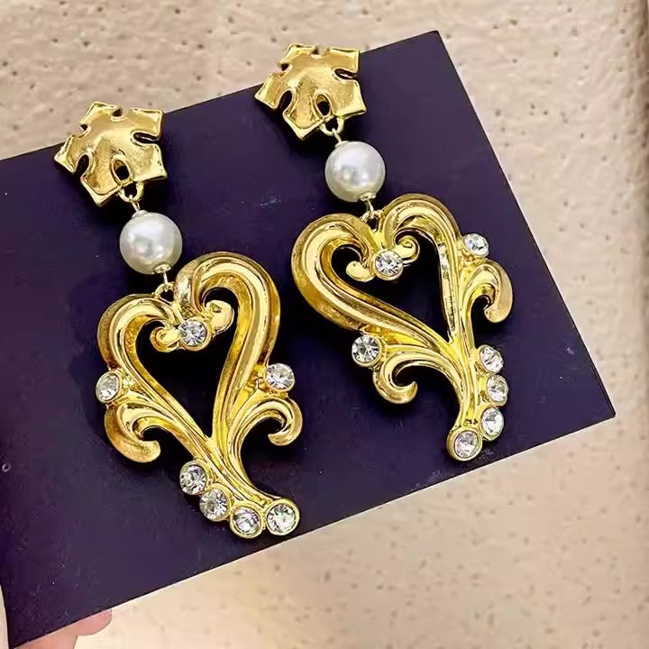 Pre Order:  Retro Heart-Set Drop Earrings