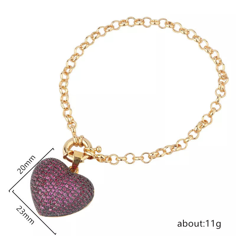 Pre Order:  Heart Micro-Set Zircon Plated Bracelet