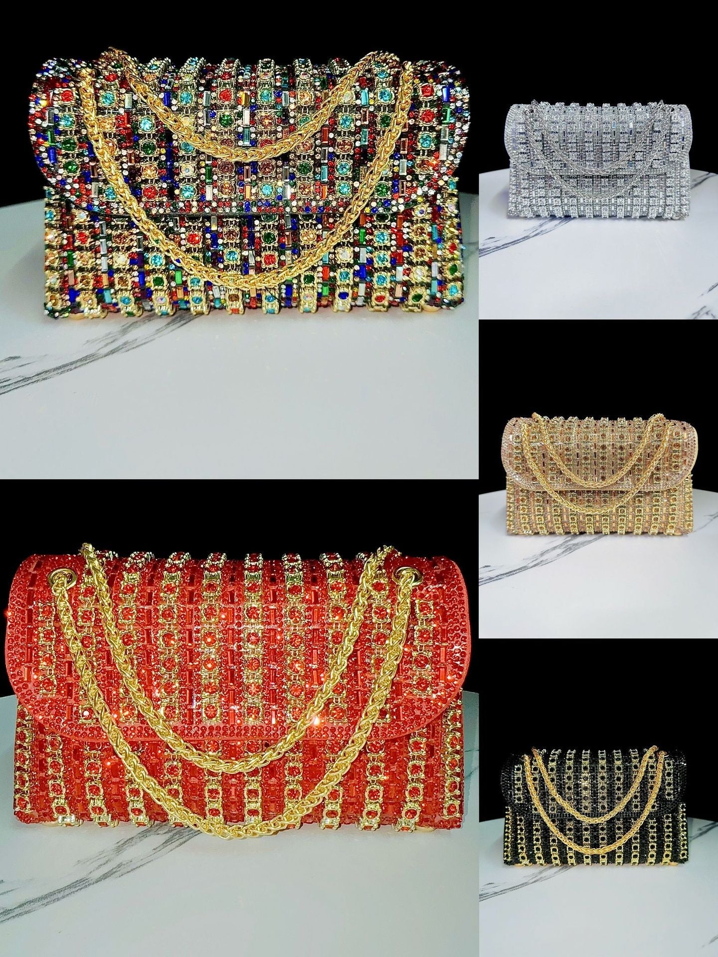 Pre Order:  Diamond Inlaid Chain Crossbody Bag