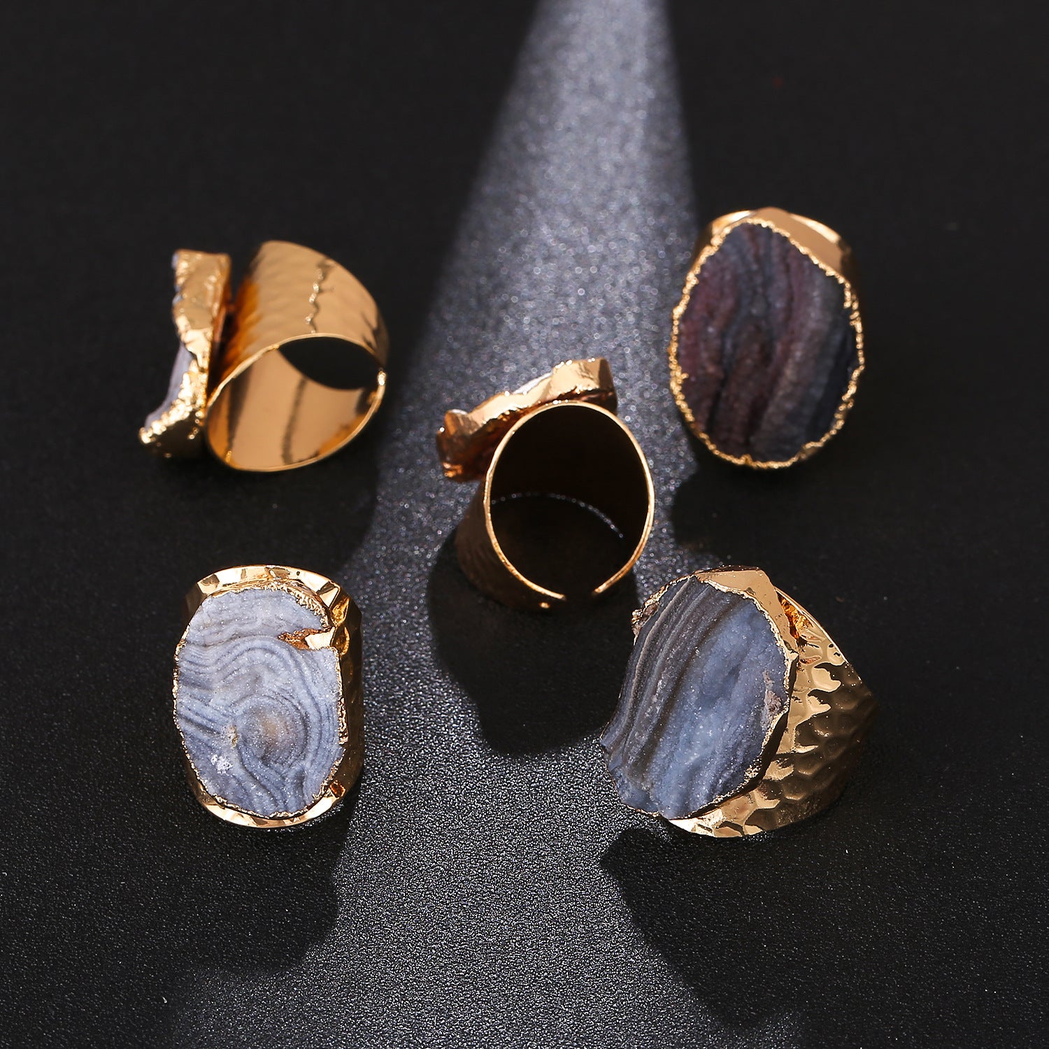 Pre Order:  Natural Agate Gold-Plated Ring