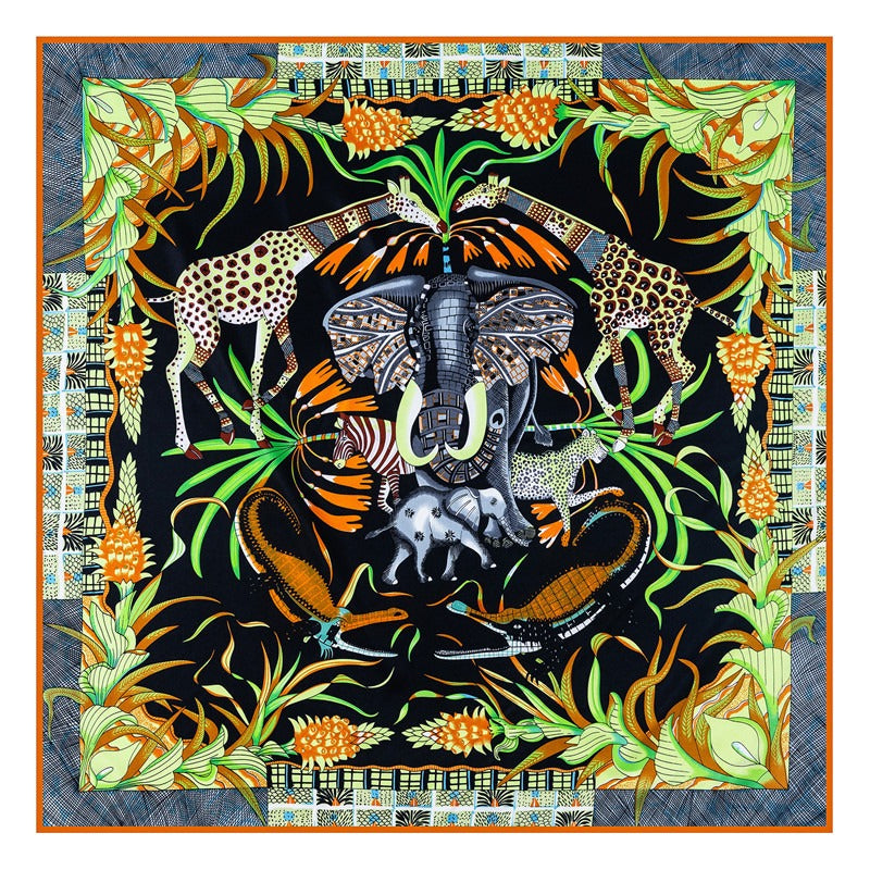 Pre Order:  Animal Kingdom Print Twill Silk Square Scarf