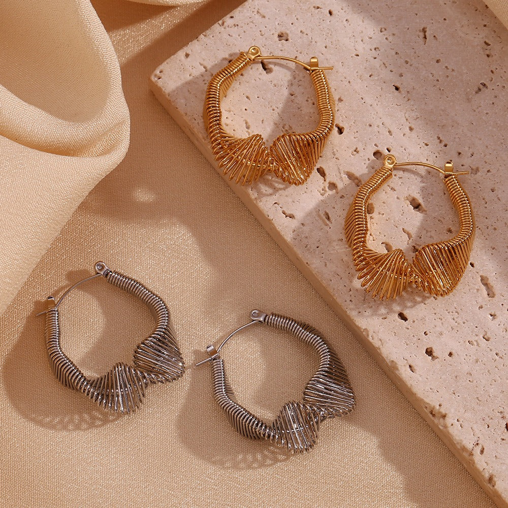 Pre Order:  Twisted Coil Hoop Plated Earrings