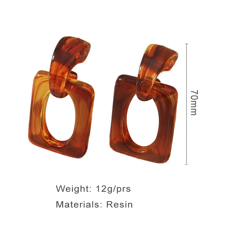 Pre Order:  Marbled Resin Square Drop Earrings