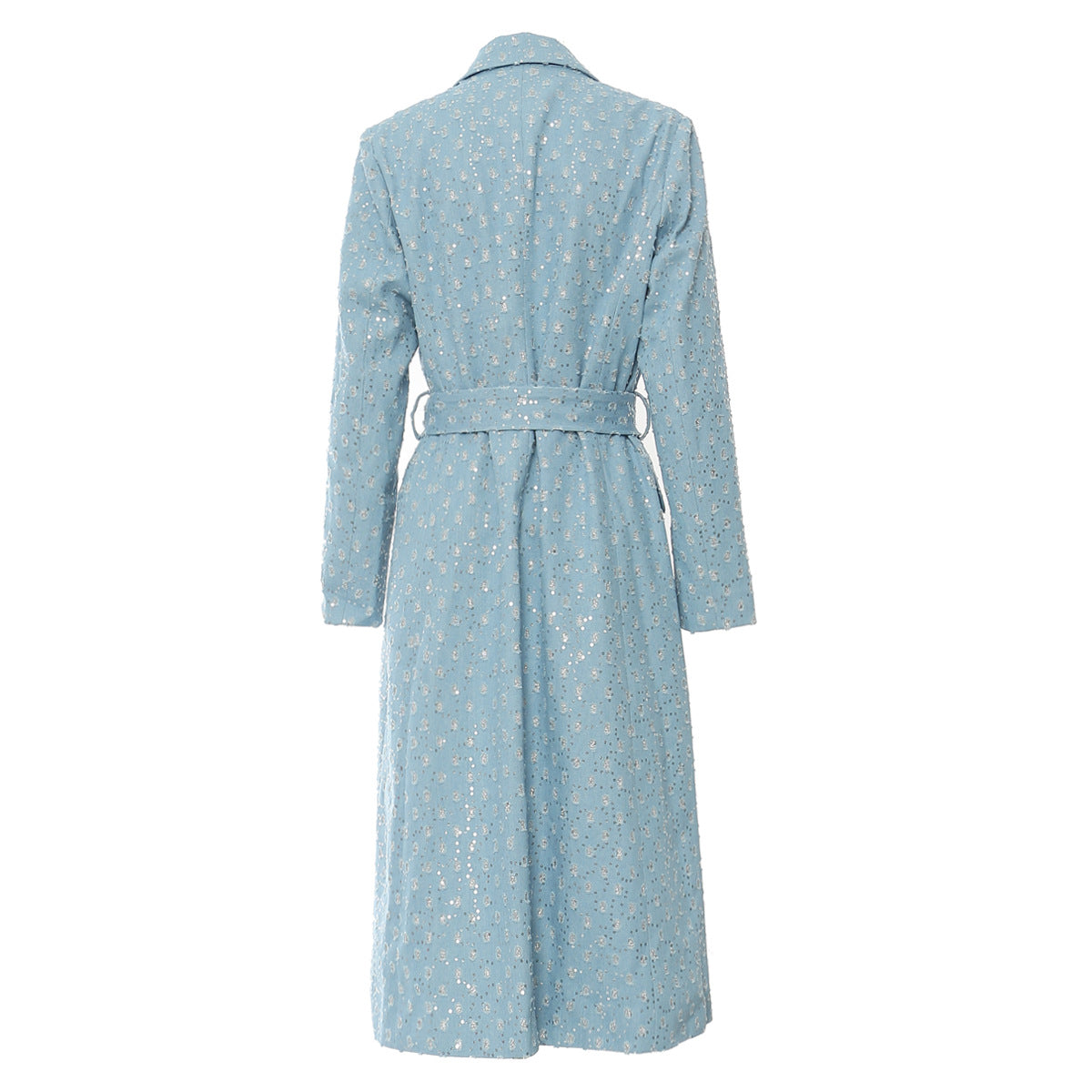 Pre Order:  Blue Luxury Wait Tie Trench Coat