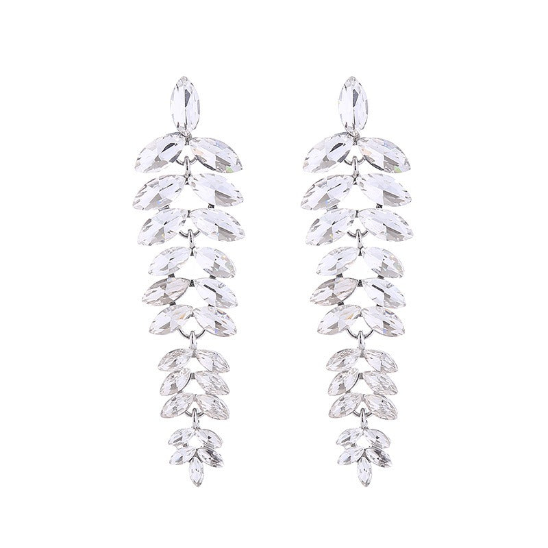 Pre Order:  Multi-Layered Diamond Leaf Flower Earrings