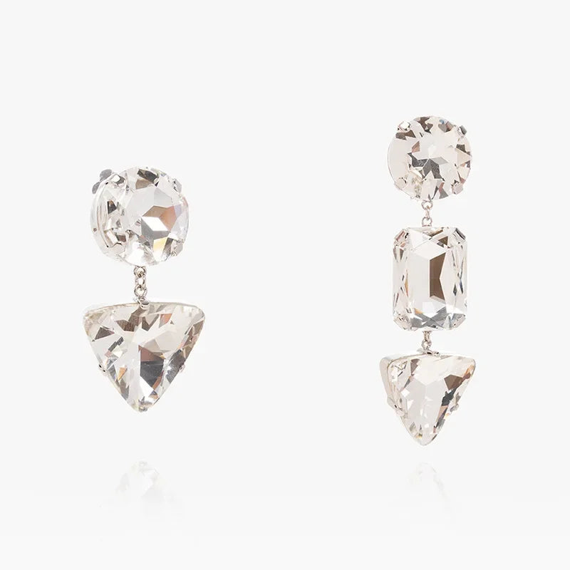 Pre Order:  Clear Rhinestone Pendant Long Drop Earrings