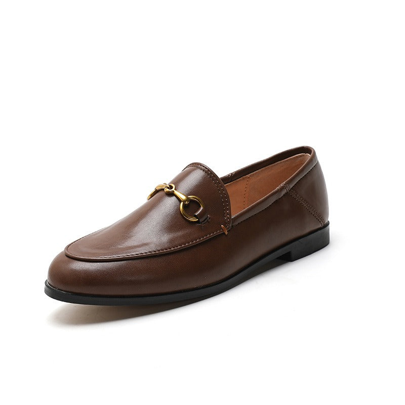 Pre Order:  Horseshoe Buckles Loafers Flat Shoes