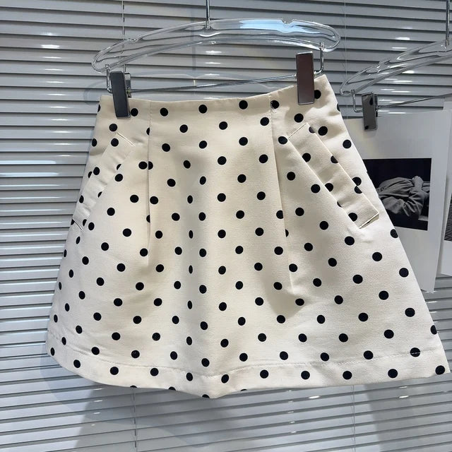 Polka Dot A-Line Hip Wrap Skirt