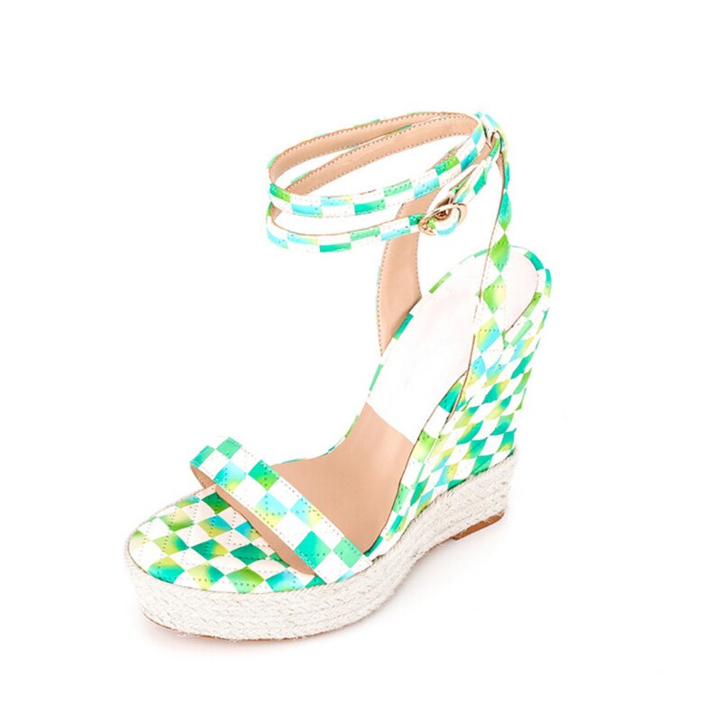 Pre Order:  Checkered Wedge Heel 14CM Sandals