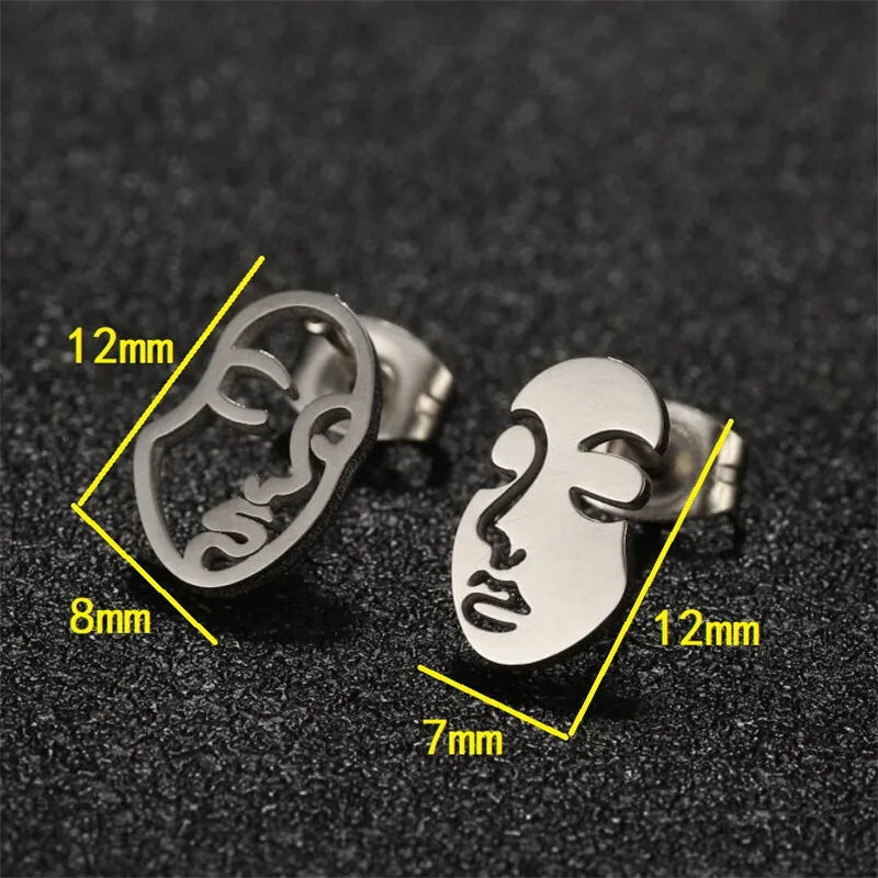 Pre Order:  Girl Face Abstract Stud Earrings