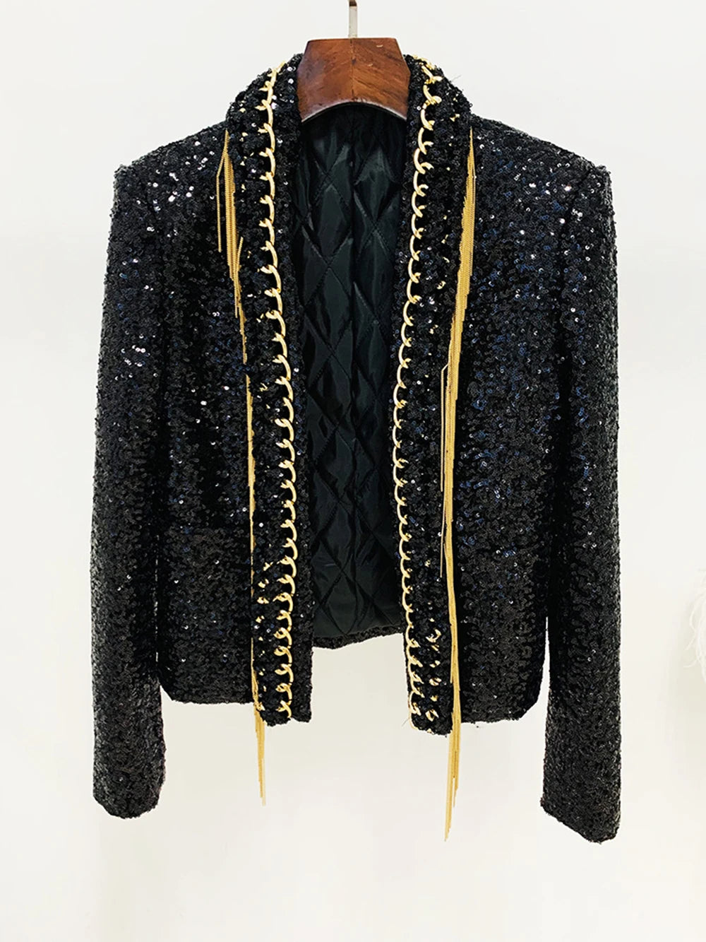 Tassel Chain Sequined Blazer