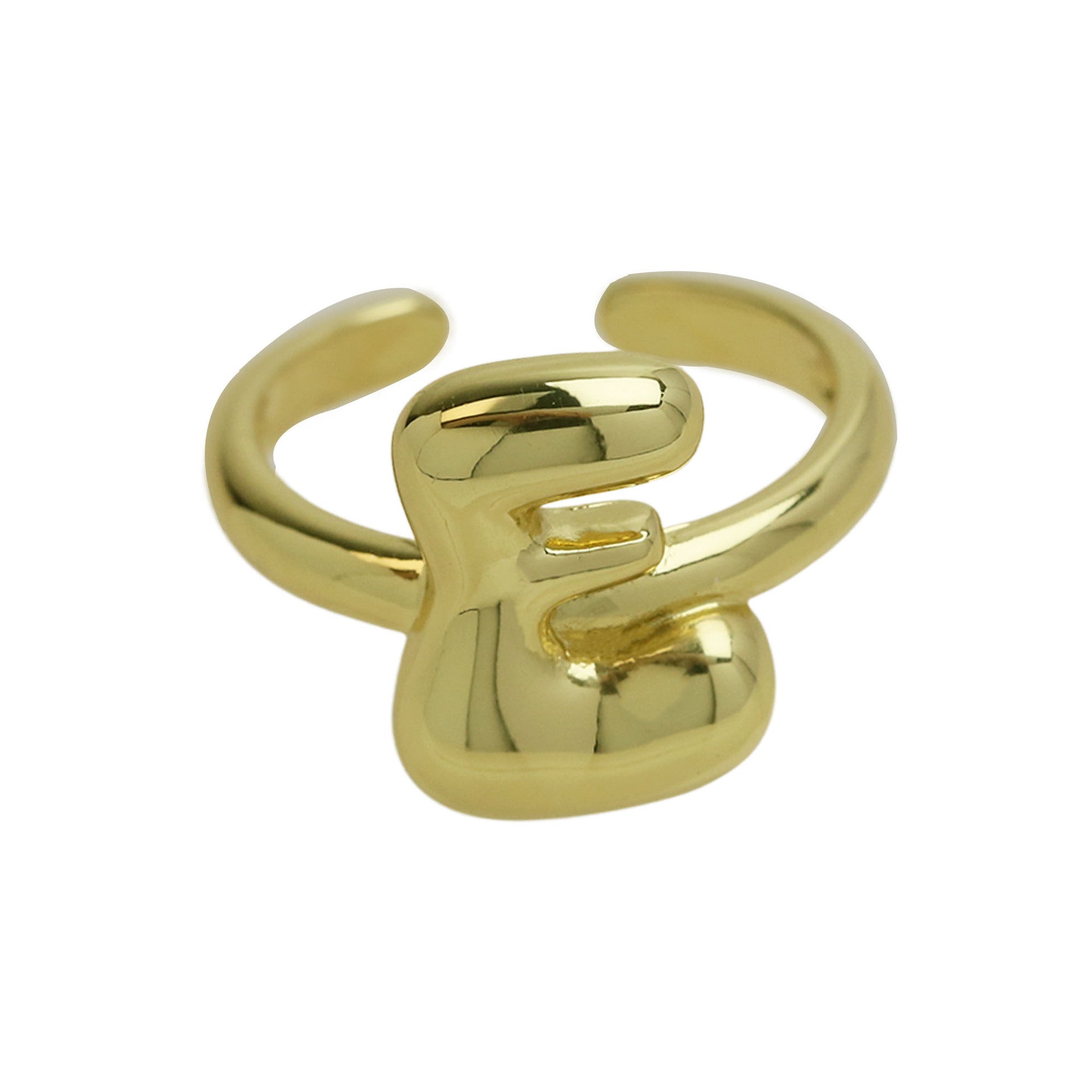 Pre Order: Golden Smooth Bubble Balloon Chubby Alphabet Ring