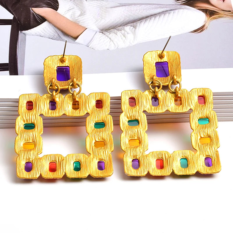 Pre Order:  Rhinestones Square Dangle Earrings