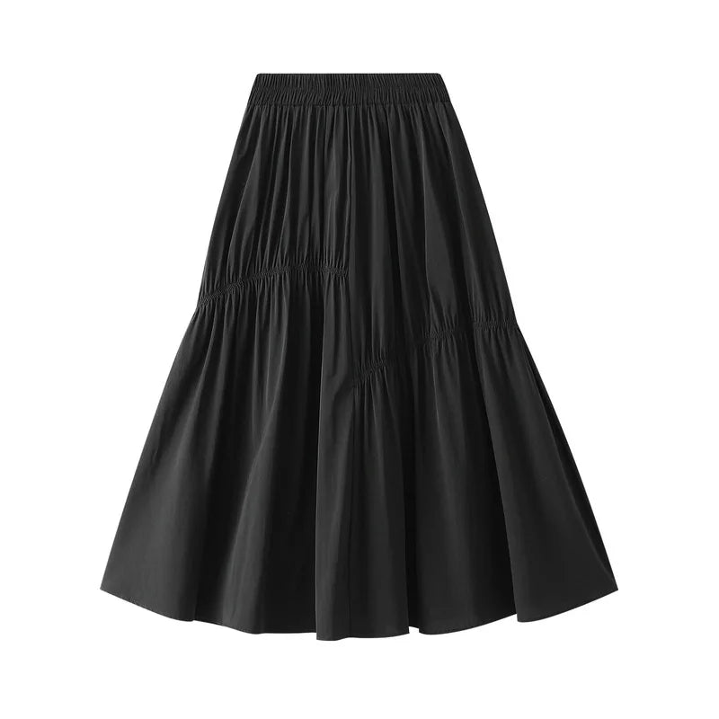 Pre Order:  Casual Solid Pleated A-Line Skirt