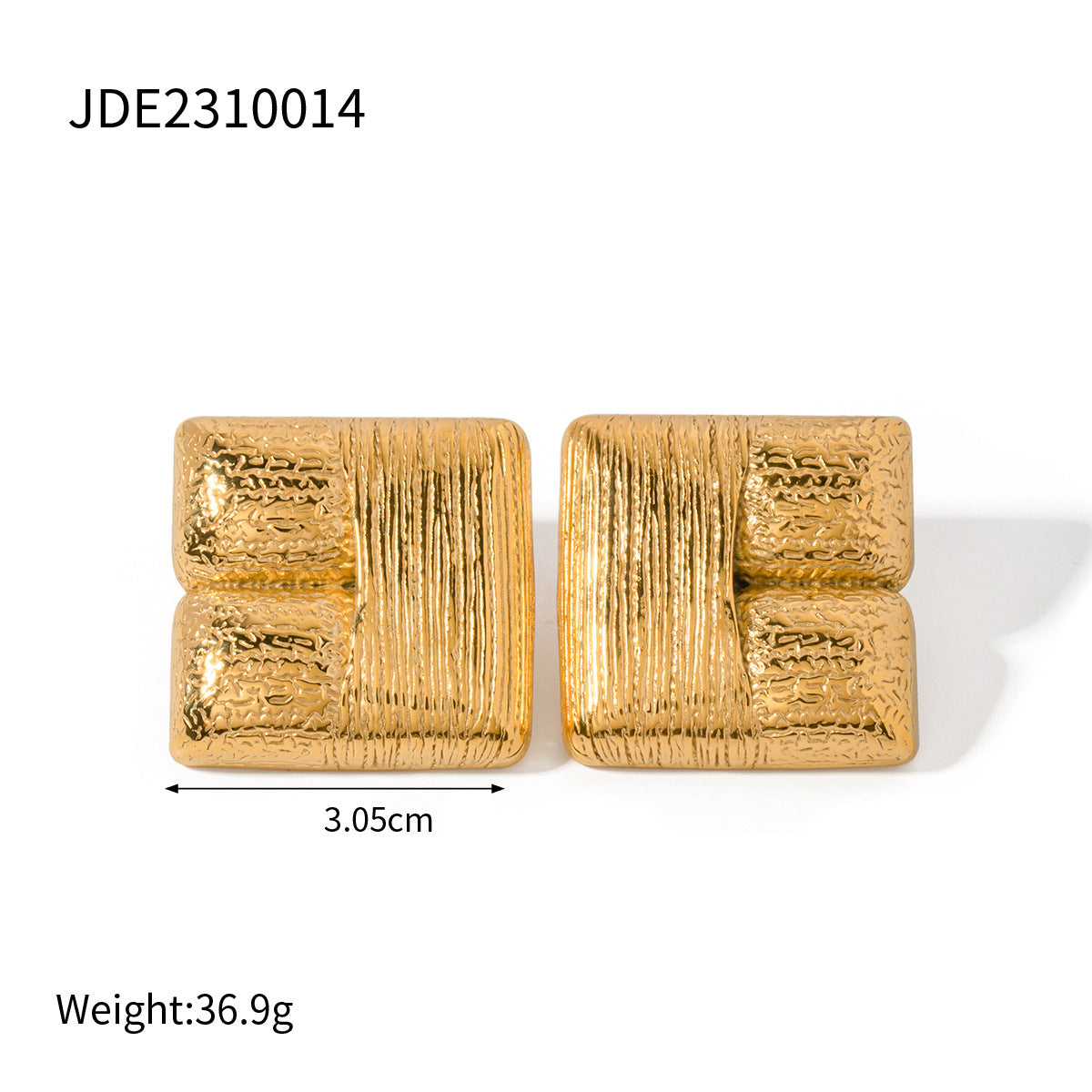 Pre Order:  Textured Plated Square Stud Earrings