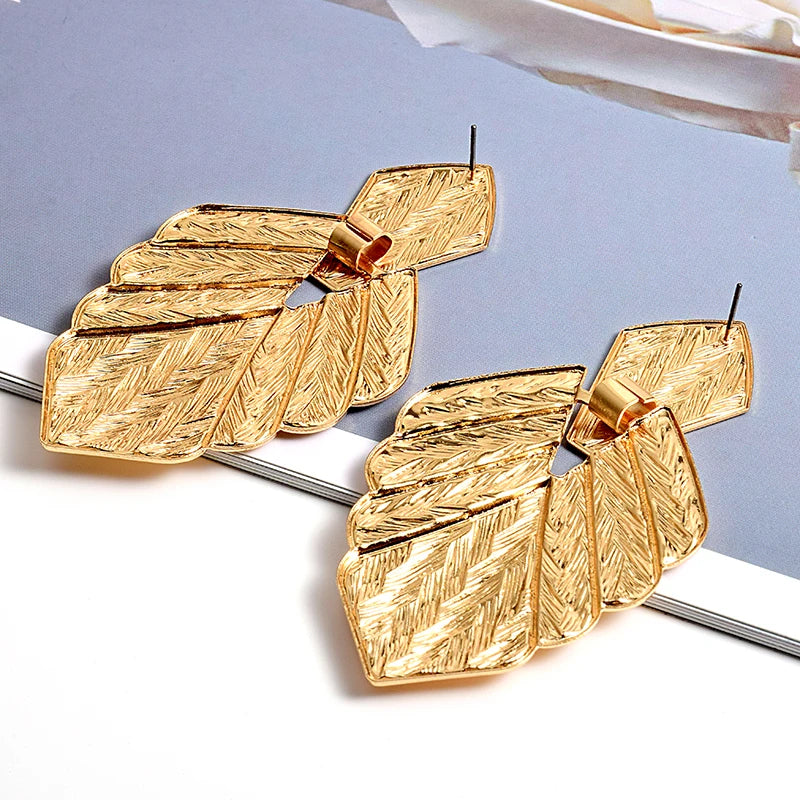 Pre Order:  Textured Leaf Drop Earrings