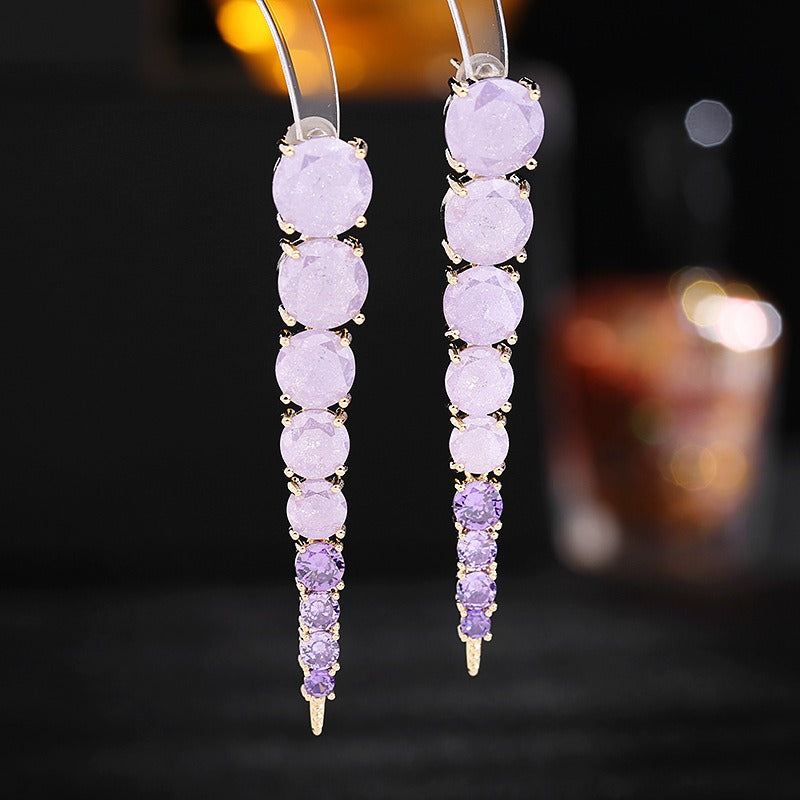 Pre Order:  Ice Cracked Zircon Long Earrings