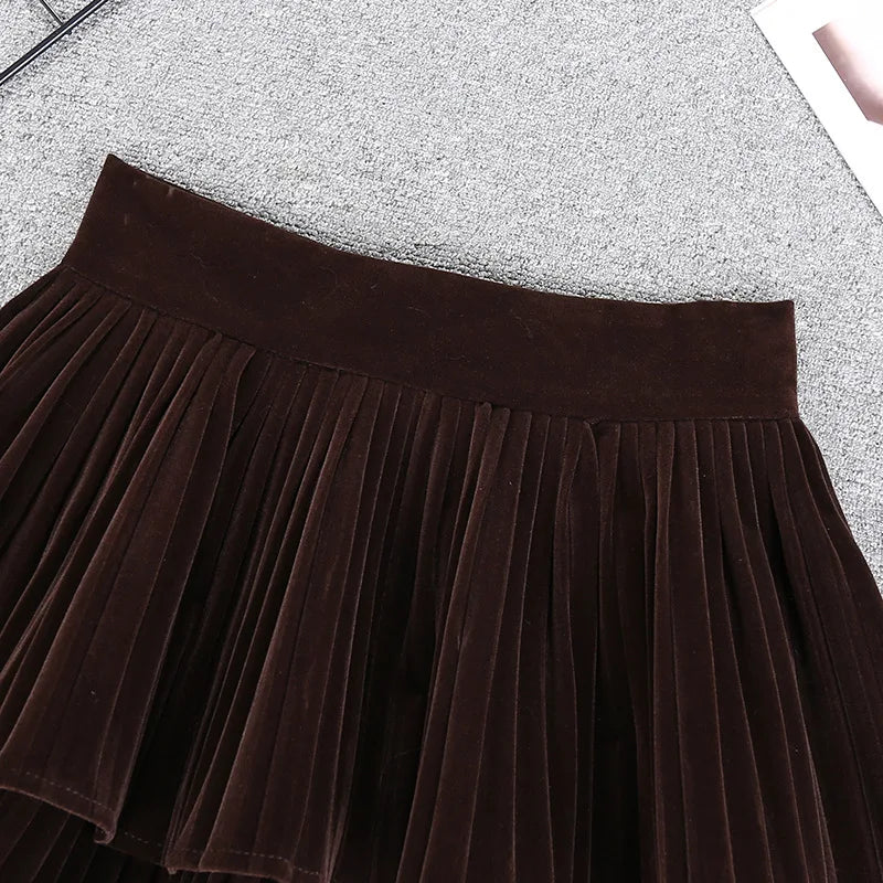 Pre Order:  Velvet Pleated Mini Skirt