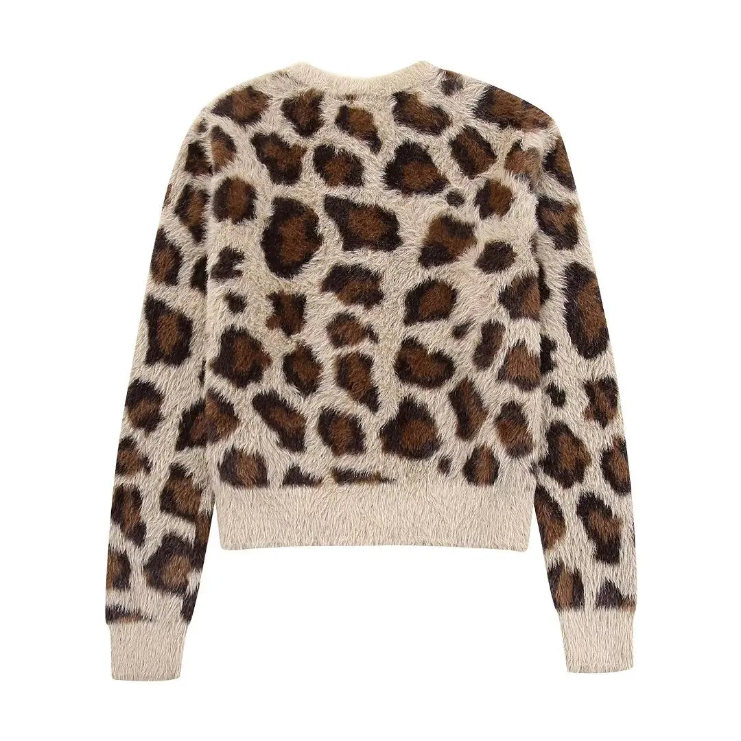 Pre Order:  Leopard Knitted Loose Cardigan