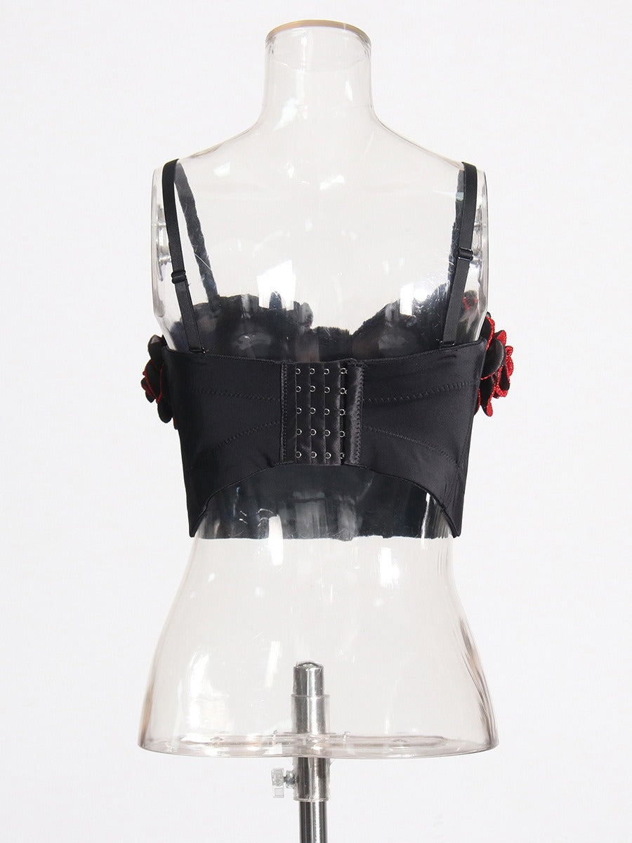 Pre Order:  3D Rose Blossom Cropped Corset Tank