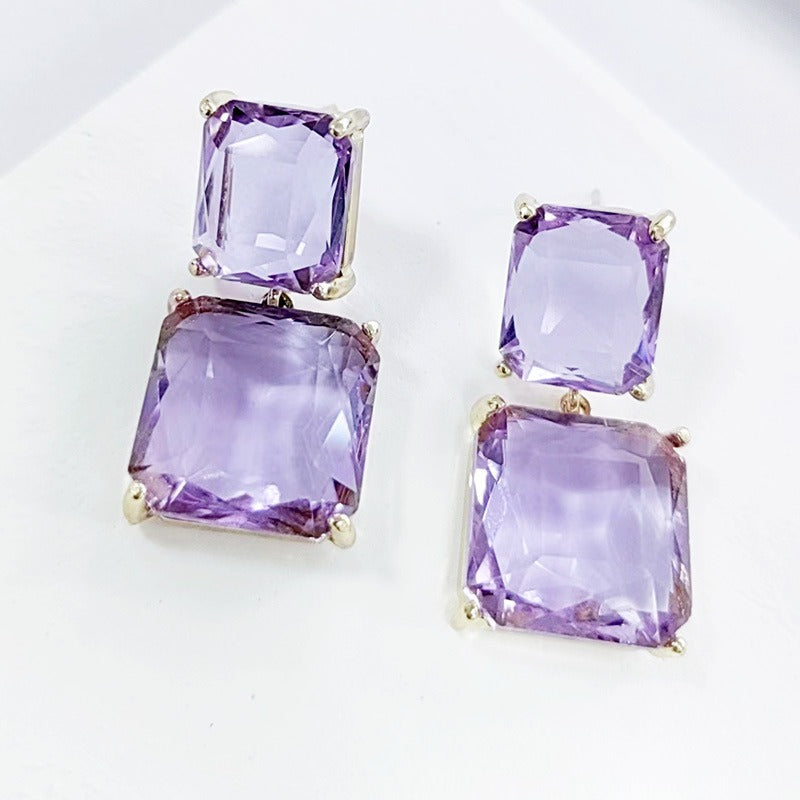 Pre Order:  Geometric Square Crystal Earrings