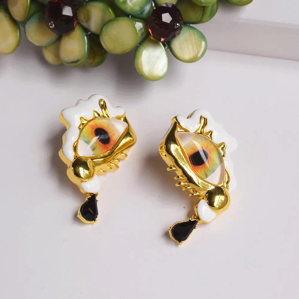 Pre Order:  Alloy Resin Eyes Charms Earrings + Ring + Brooch