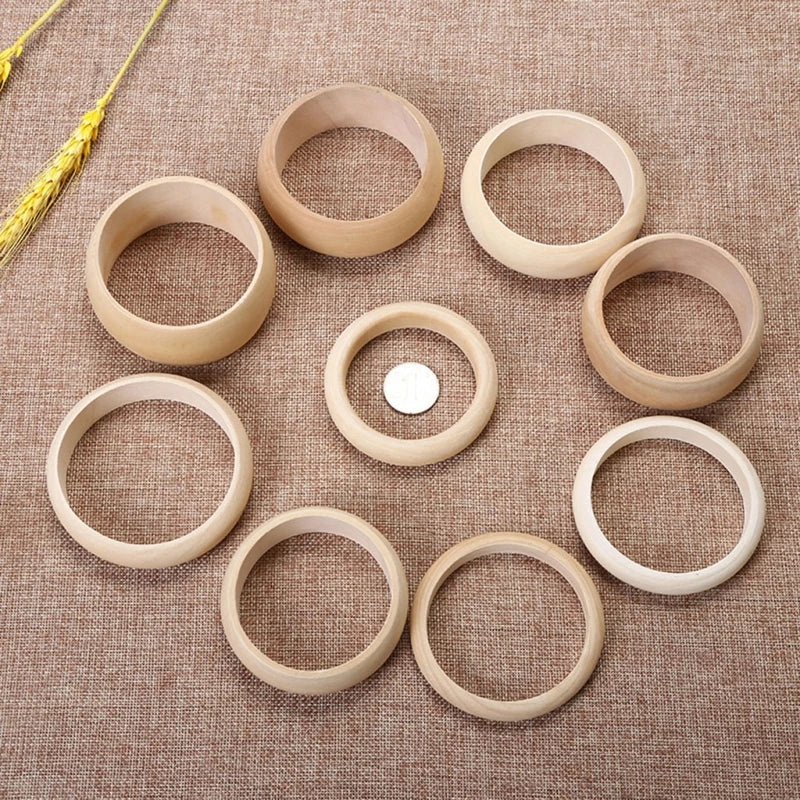 Pre Order:  6 Pieces Blank Wood DIY Painting Bangle Bracelets