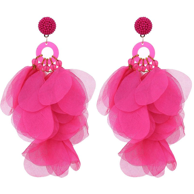 Pre Order:  Soft Petals Beaded Dangling Earrings