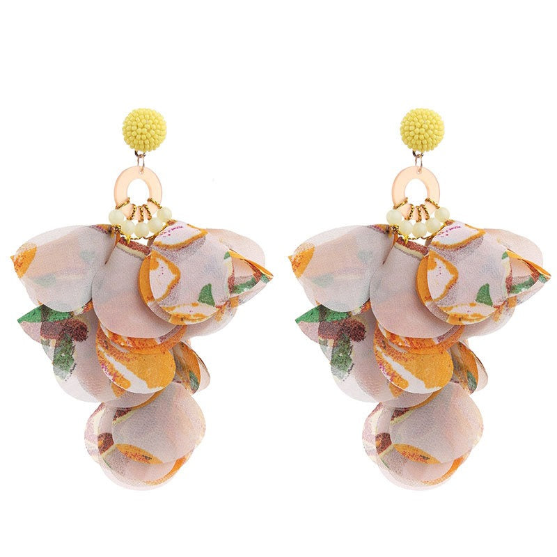 Pre Order:  Fabric Floral Dangle Earrings