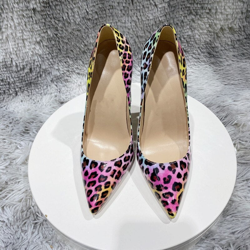 Pre Order:  Leopard Patent Printed Pointed-Toe Pump Shoes