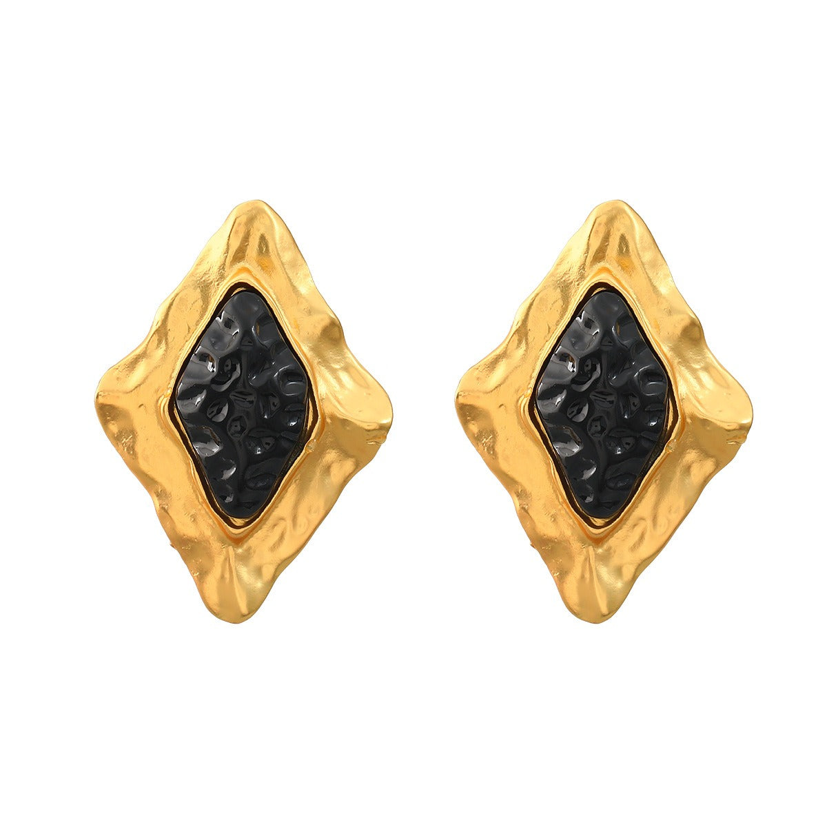 Diamond Shaped Black Core Earrings