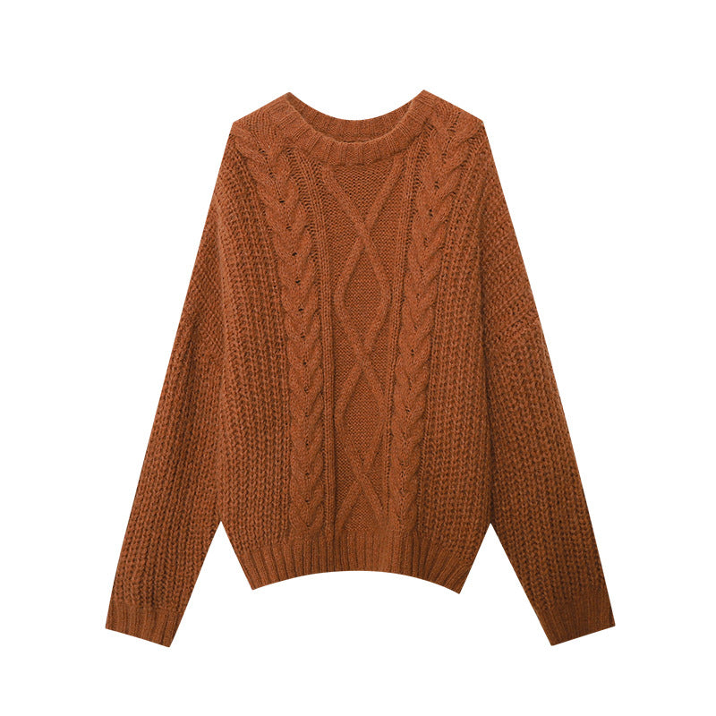 Pre Order:  Soft Round Neck Fried Dough Twists Knitted Sweater