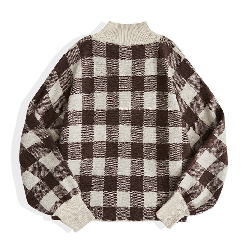 Pre Order:  Casual Turtleneck Plus Size Plaid Sweater