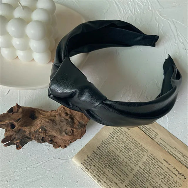 Pre Order:  Top Knot Leather Headband