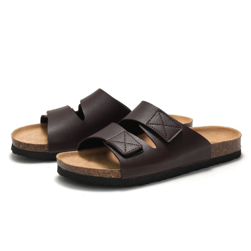 Pre Order:  Velcro Strap Leather Beach Sandals