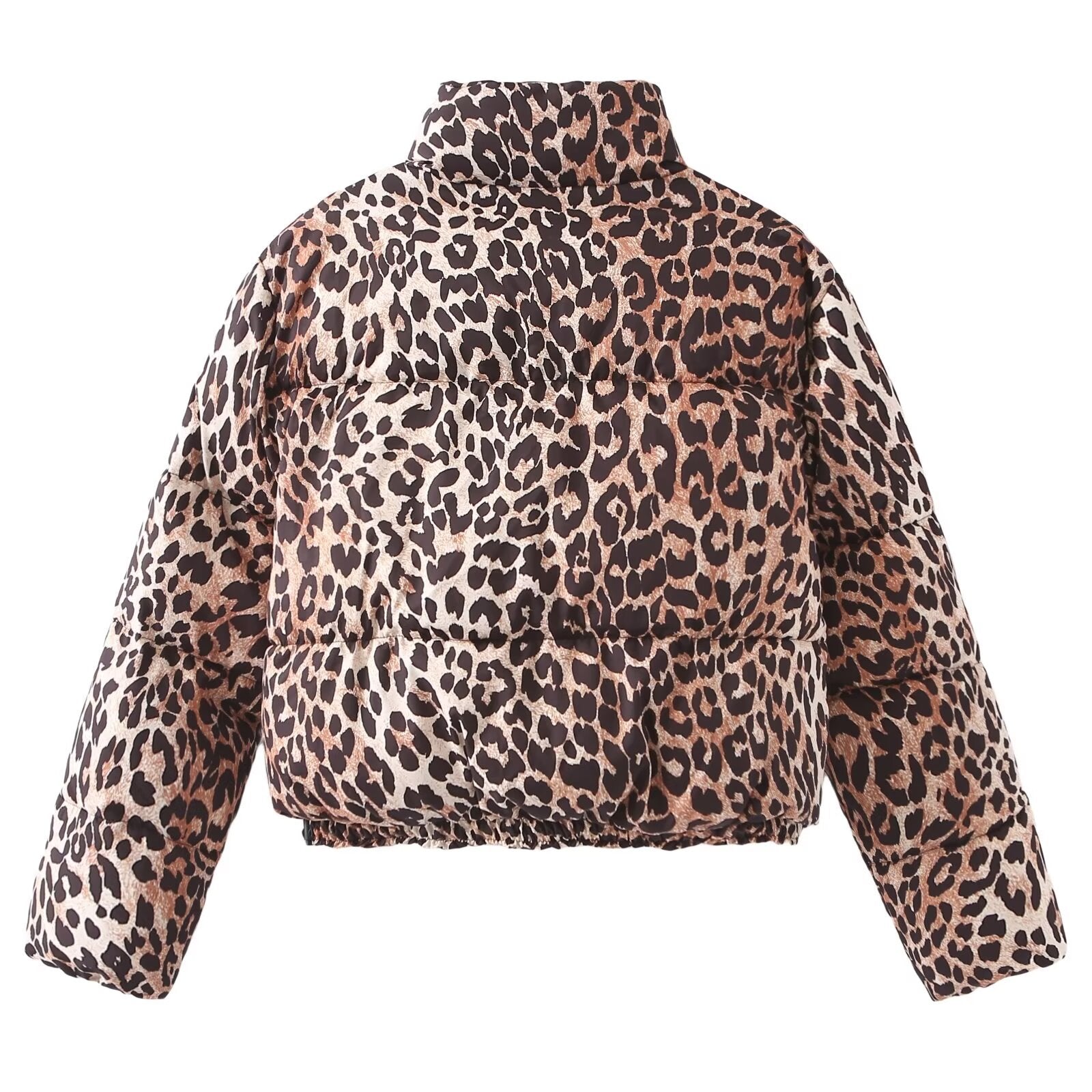 Pre Order:  Leopard Print Stand Collar Stuffed Jacket