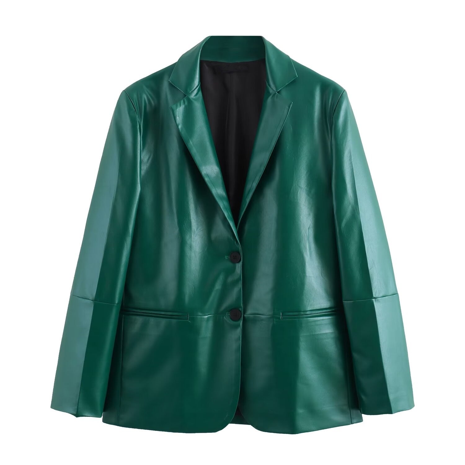 Pre Order:  Leather Straight Cut Suit Jacket + Straight Skirt