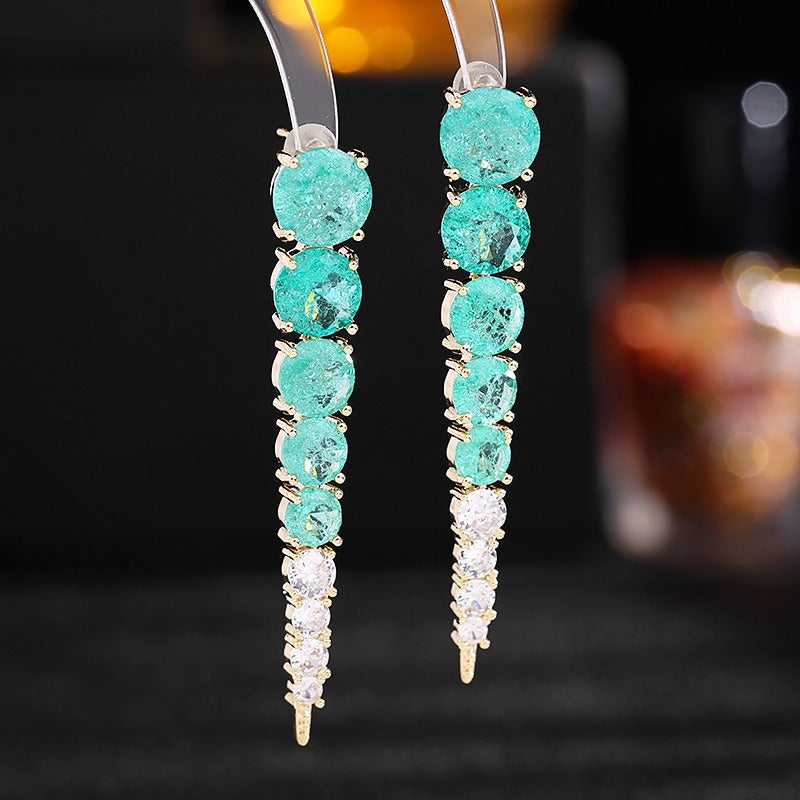 Pre Order:  Ice Cracked Zircon Long Earrings