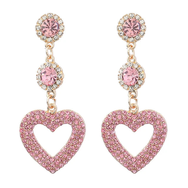 Pre Order:  Tassel Hearts Rhinestones Dangle Earrings