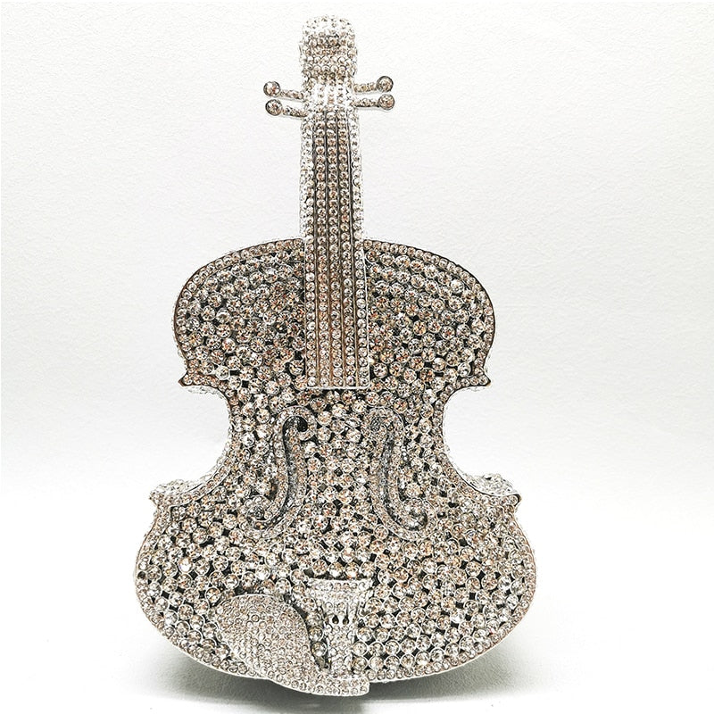 Pre Order:  Violin-Shape Rhinestone Clutch Bag