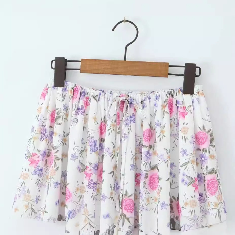 Pre Order: High Waist Slimming Floral A-Line Long Skirt