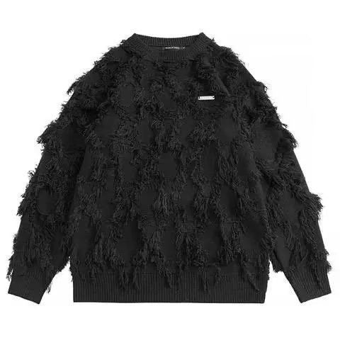 Pre Order:  Fringe Round Neck Knitted Sweater